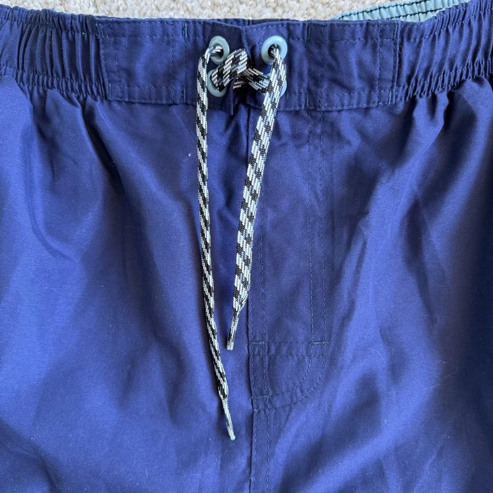 Nike Swim Shorts Mens 2XL Blue Mesh Lined Drawstring Swoosh Trunks Beach